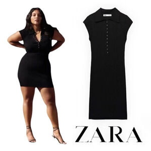 ZARA | Black | POLO COLLAR KNIT DRESS